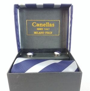 Canellas Mens Neck Tie & Cuff Links